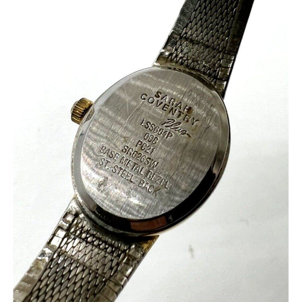Sarah Coventry Supreme Metal Band Gold Silver Tone Ladies Watch Diamond Chip - Picture 6 of 6